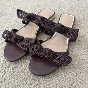 White House Black Market Brown Braided Flat Sandals in Rocky Cliff | Size 6.5